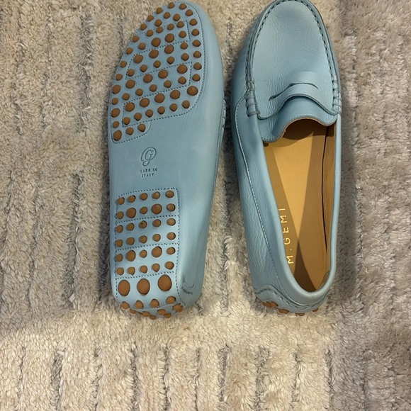 M. Gemi Light Blue Leather Loafers - Picture 4 of 7